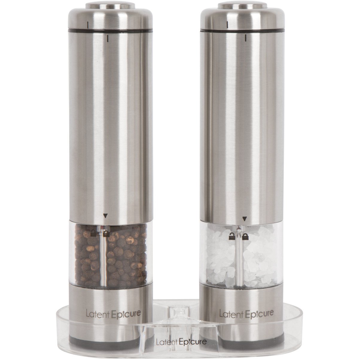 Premium Electric Salt and Pepper Grinder Set (2-Pack) - Rechargeable Stainless Steel Battery-Operated Mills with LED Light - Adjustable Ceramic Grinders for One-Hand Use - Perfect for Kitchen, Dining Table & Outdoor BBQ