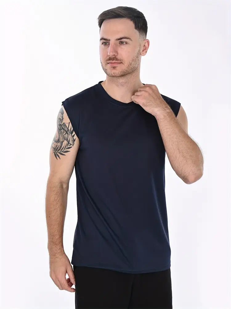5 Pack Men's Quick Dry Sleeveless Athletic Shirts - Moisture Wicking Workout Tops for Gym, Running & Outdoor Activities