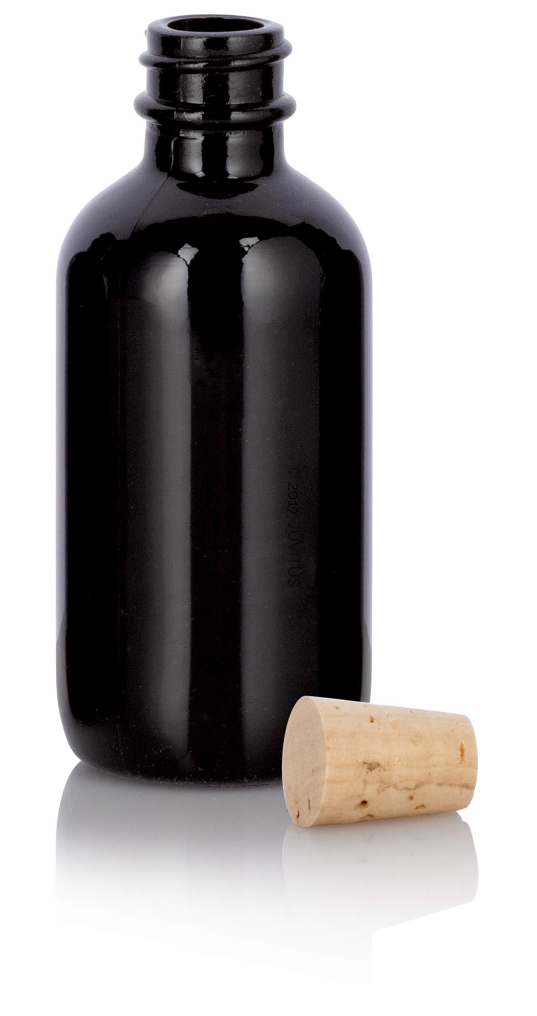 Premium 2 oz Black Glass Boston Round Bottles with Cork Stoppers - Set of 24 + Bonus Funnel for Essential Oils, Perfume & DIY Beauty Products | Luxury Apothecary Packaging for Home & Professional Use