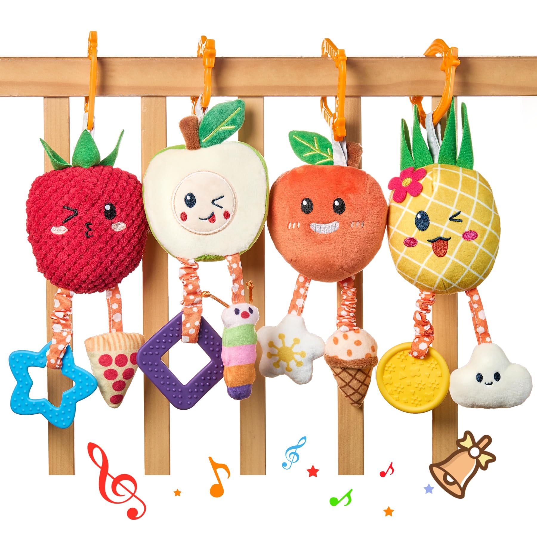 Baby Rattles & Plush Wind Chime Toys for 3-12 Months - Stroller & Crib Mobile for Boys Girls