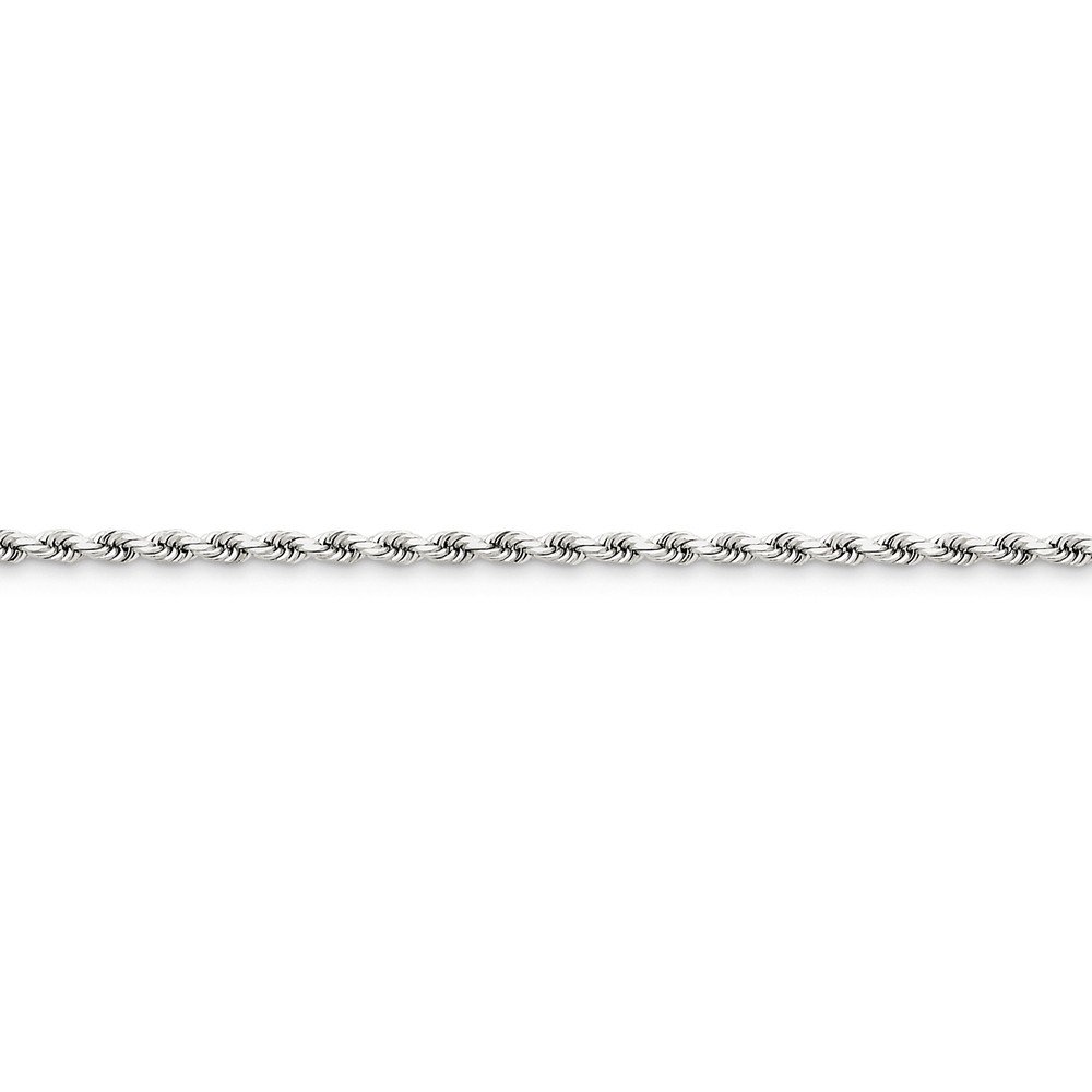 14K White Gold 2.25mm Diamond-Cut Rope Chain Anklet - 9 Inches Adjustable Ankle Bracelet for Women, Perfect for Beach, Party & Everyday Wear