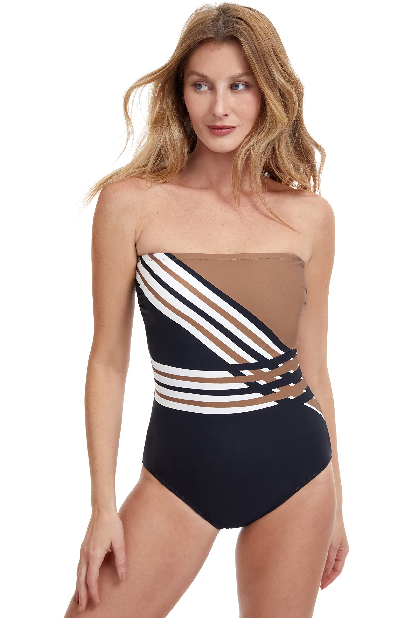 Gottex Women's Standard Ocean Breeze Bandeau One Piece Swimsuit - Comfortable & Stylish Bathing Suit for Beach, Pool & Summer Vacations