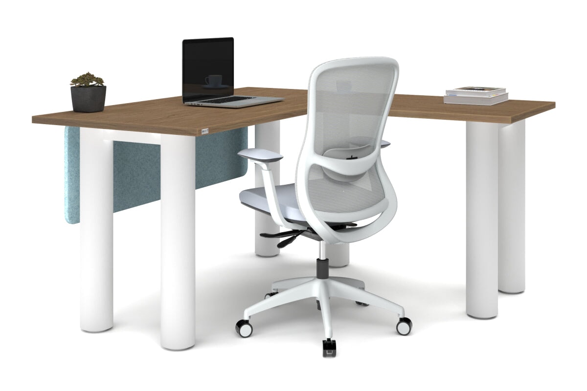 L-Shaped Corner Office Desk with Quadro Cylinder Legs - 1400L x 1450W Dimensions - Perfect for Home Office, Gaming Setup & Workspace Organization