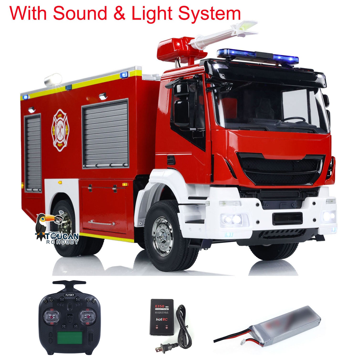 1/14 Scale RC Fire Truck - 4x2 Remote Control Fire Rescue Vehicle with 2-Speed Transmission, LED Lights & Sound Effects - ST8 System for Hobbyists & Collectors - Perfect for Playtime, Gifts & Model Displays