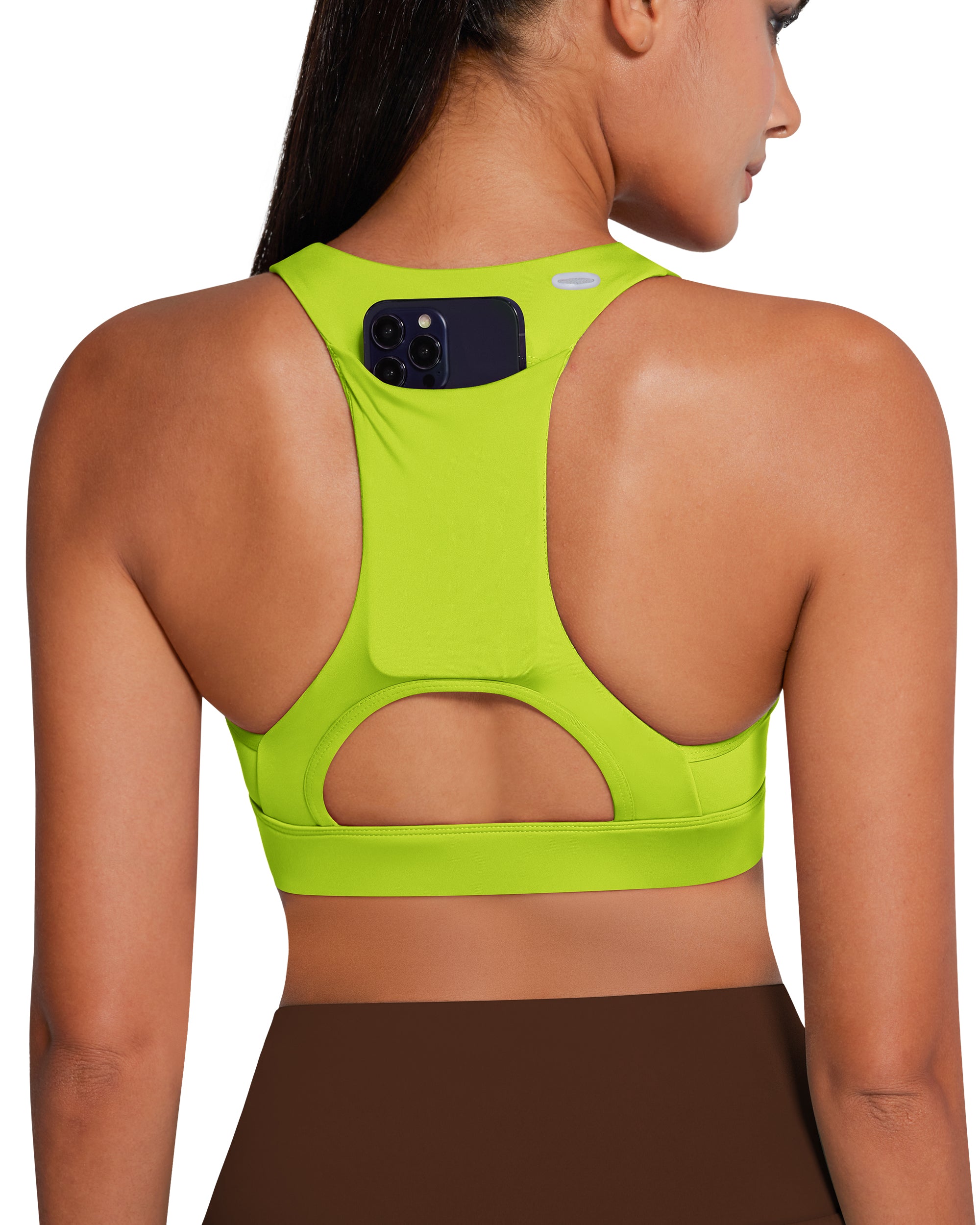 Wireless Sports Bra with Phone Pocket - Comfortable Workout Top for Running, Yoga & Gym - Secure Storage for Smartphones During Exercise