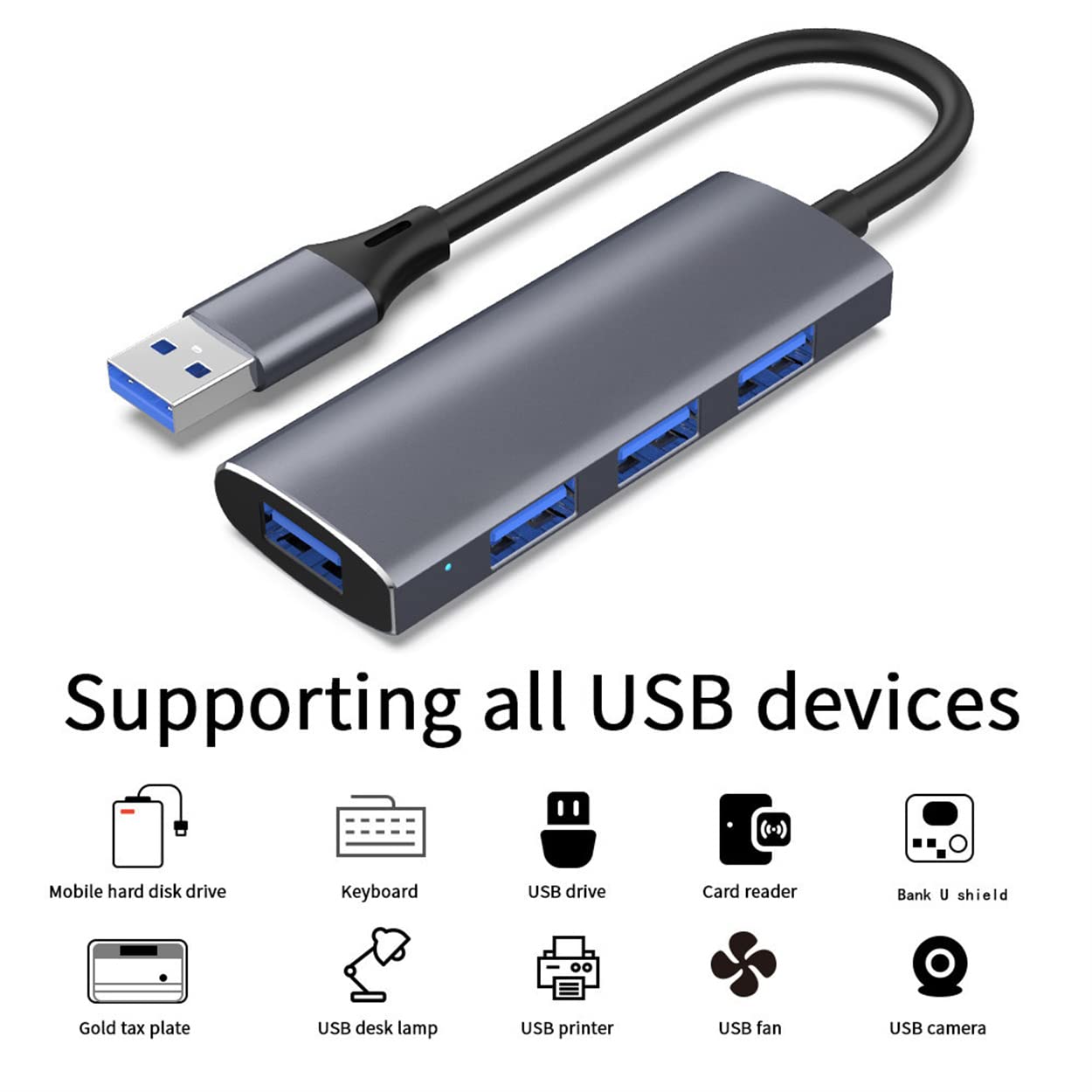NAERSI® 4-Port USB 3.0 Hub - Ultra Slim Portable USB Splitter for MacBook, iMac, PC, Laptop, Flash Drive & External Hard Drive | Perfect for Home Office, Travel & Multi-Device Charging