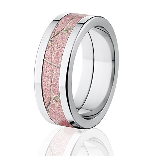 Realtree Pink Camouflage Titanium Rings for Women - Durable Camo Wedding Bands & Fashion Jewelry - Perfect for Outdoor Adventures, Hunting & Everyday Wear