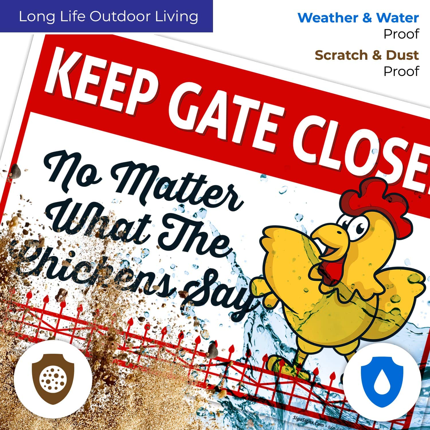 Funny Chicken Coop Sign - 'Keep Gate Closed No Matter What The Chickens Say' - 10x7 Rust-Free Aluminum - Weather & Fade Resistant - Easy Mounting - Indoor/Outdoor Decor - Made in USA - Perfect for Farmhouse, Backyard & Poultry Enthusiasts