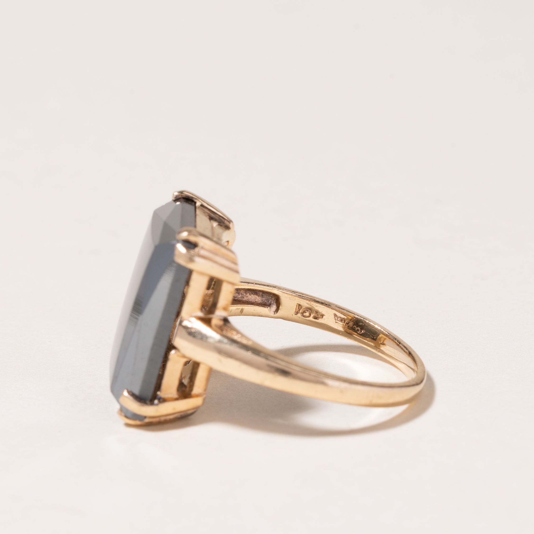 10K Yellow Gold Hematite Ring for Women | 4.56ct Genuine Hematite Stone | Size 5 | Elegant Jewelry Gift for Birthday, Anniversary & Special Occasions