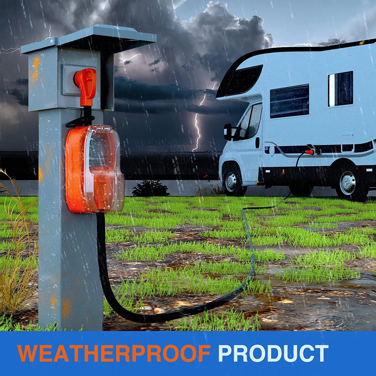 50 Amp RV Surge Protector with Auto Shutoff - Heavy Duty Power Protector for RVs, Campers & Trailers - Weatherproof & Durable for Outdoor Use - Perfect for Camping, Road Trips & RV Parks