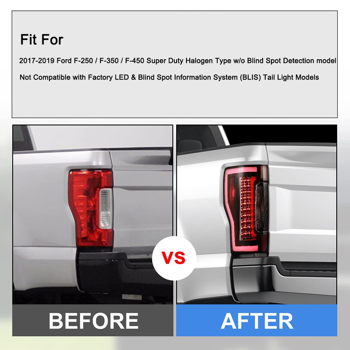 Nixon Offroad LED Tail Lights for Ford F-250 F-350 F-450 Super Duty (2017-2019) - Matte Black Housing with Clear Lens - Direct Replacement Rear Light Assembly (1 Pair) - Perfect for Off-Roading, Truck Upgrades & Nighttime Safety