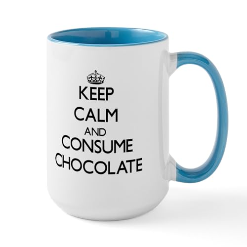 White/Blue Inside - Keep Calm And Consume Chocolate Mugs