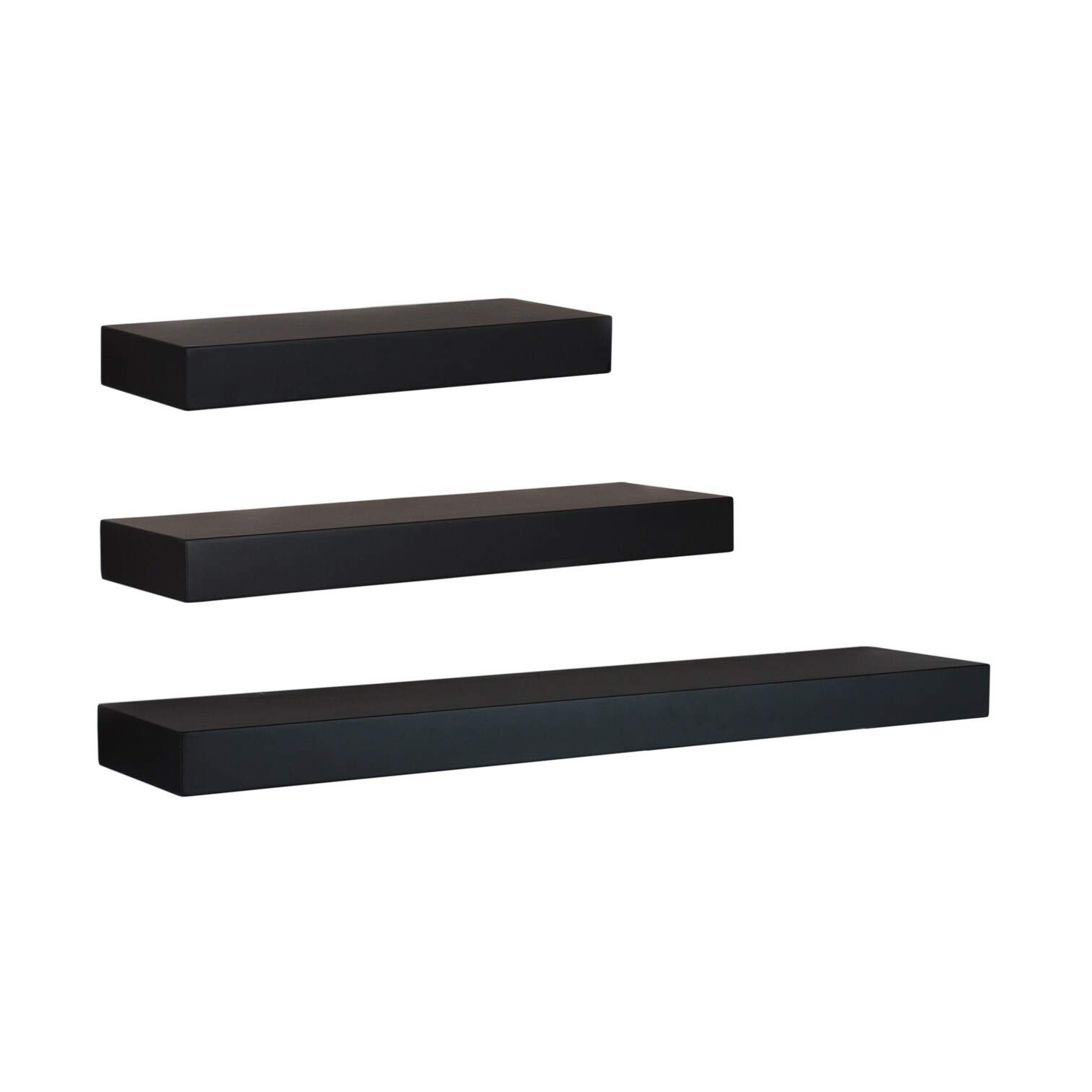 3-Tier Wall Shelf Set - Rustic Floating Shelves for Living Room, Bedroom & Bathroom - Perfect for Home Decor, Books & Plants - Easy to Install & Space Saving