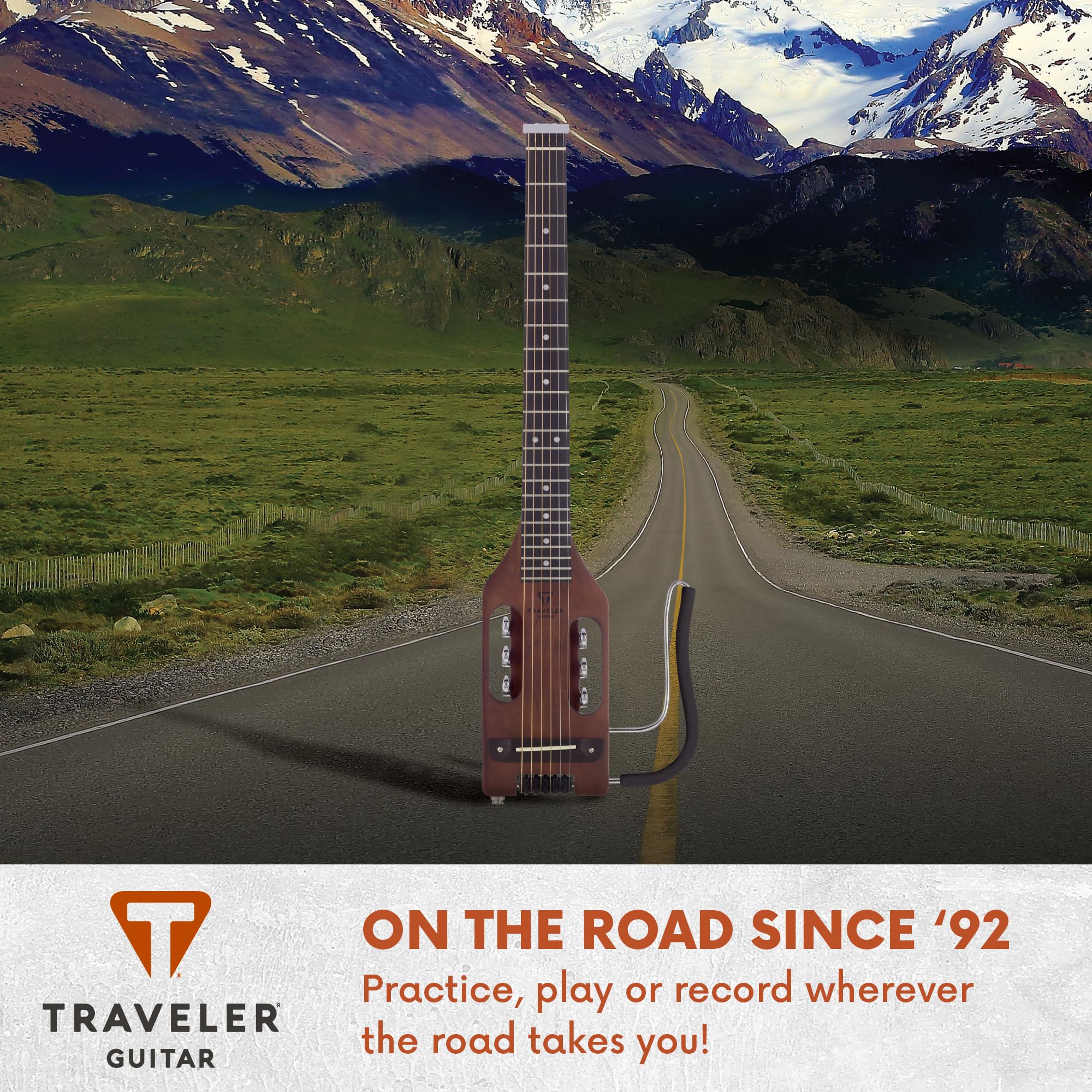 Ultra-Light Travel Acoustic-Electric Guitar - Antique Brown | Portable for Camping, Beach & Small Spaces | Perfect for Travelers & Beginners