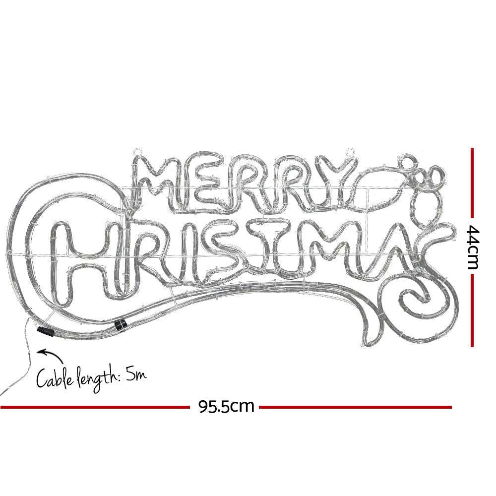 288 LED Christmas Lights String - 0.96M Merry Christmas Decorations with Jingle Jollys for Indoor/Outdoor Holiday Party Decor
