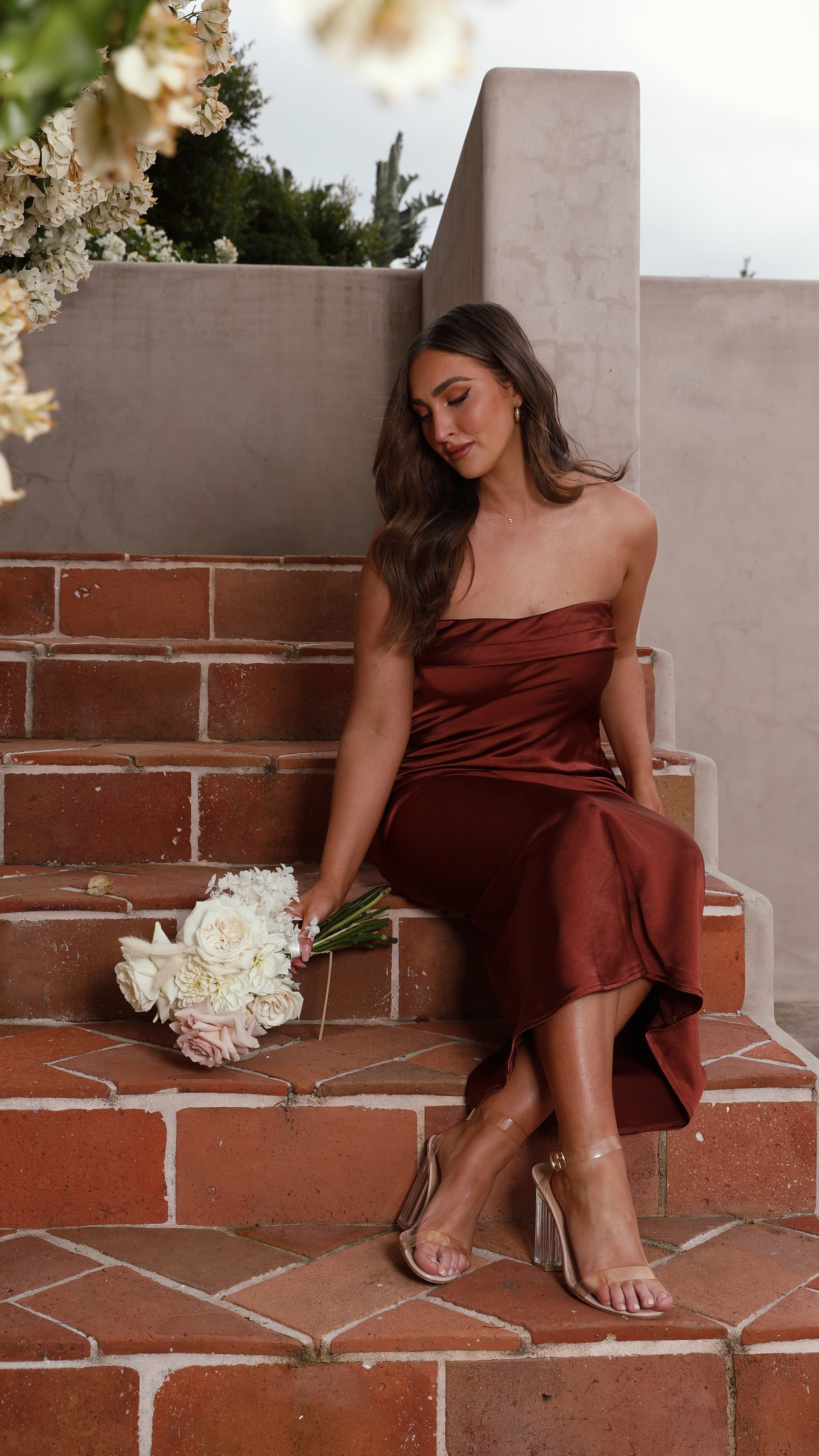 Gisele Maxi Dress in Rust - Elegant Long Flowy Summer Dress for Women | Perfect for Beach, Vacation & Casual Outings