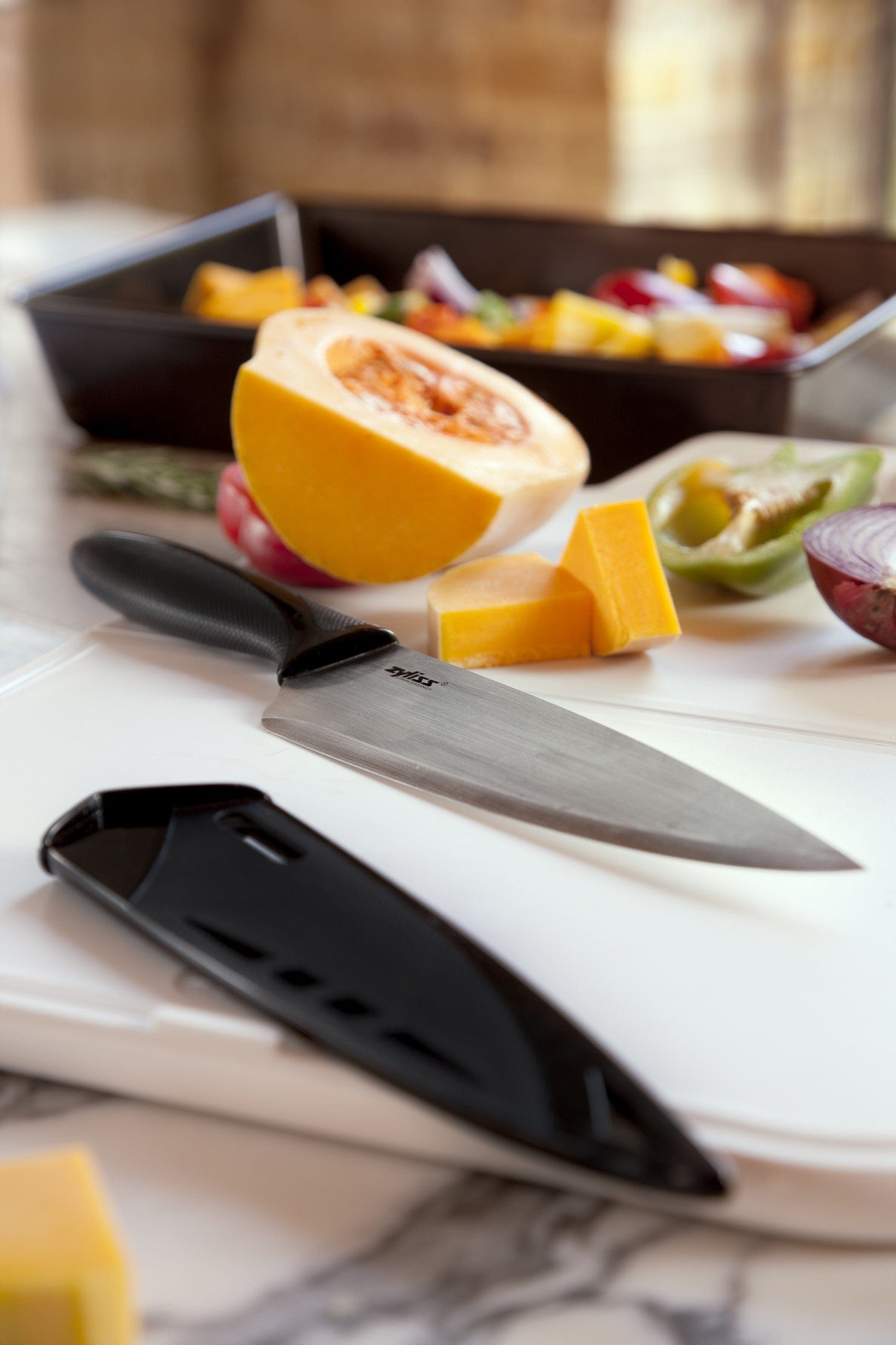 Zyliss 7.5 Inch Professional Chef Knife with Protective Sheath Cover - Perfect for Kitchen Cooking, Slicing, Dicing & Food Prep