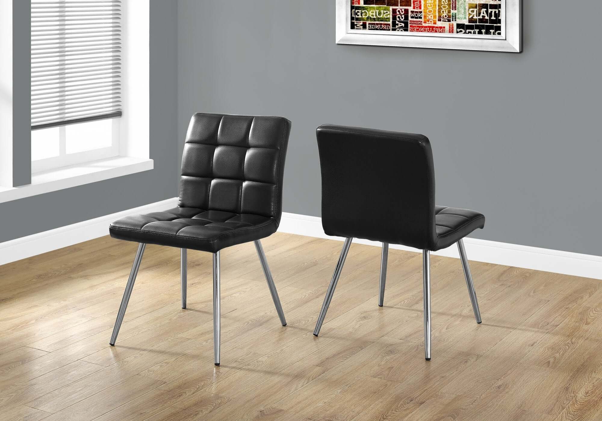 32H Black PU Leather Dining Chairs Set of 2 - Modern Faux Leather Side Chairs for Kitchen, Dining Room, Office or Restaurant - Comfortable & Stylish Seating Solution