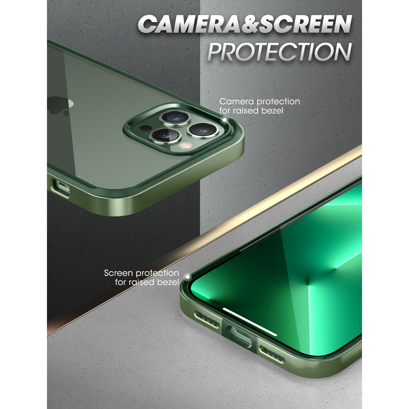iPhone 13 Pro Max Case 6.7 Inch - Unicorn Beetle Edge Clear Bumper Protective Cover, Dark Green - Shockproof & Scratch Resistant for Everyday Use, Work & Outdoor Activities