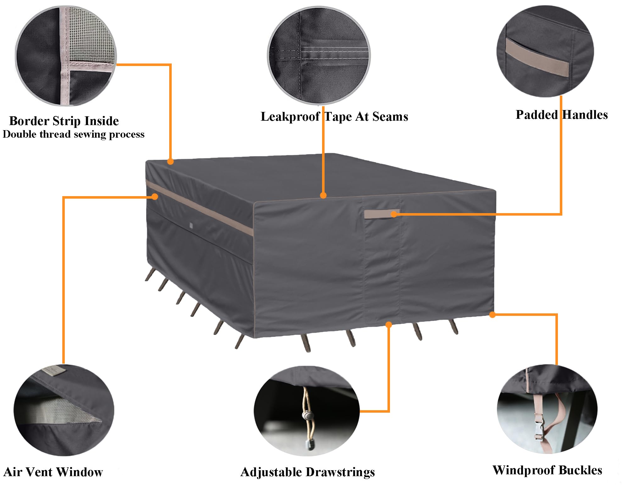 Heavy Duty Waterproof Outdoor Furniture Covers - Fade Resistant Patio Table & Chair Protector 136