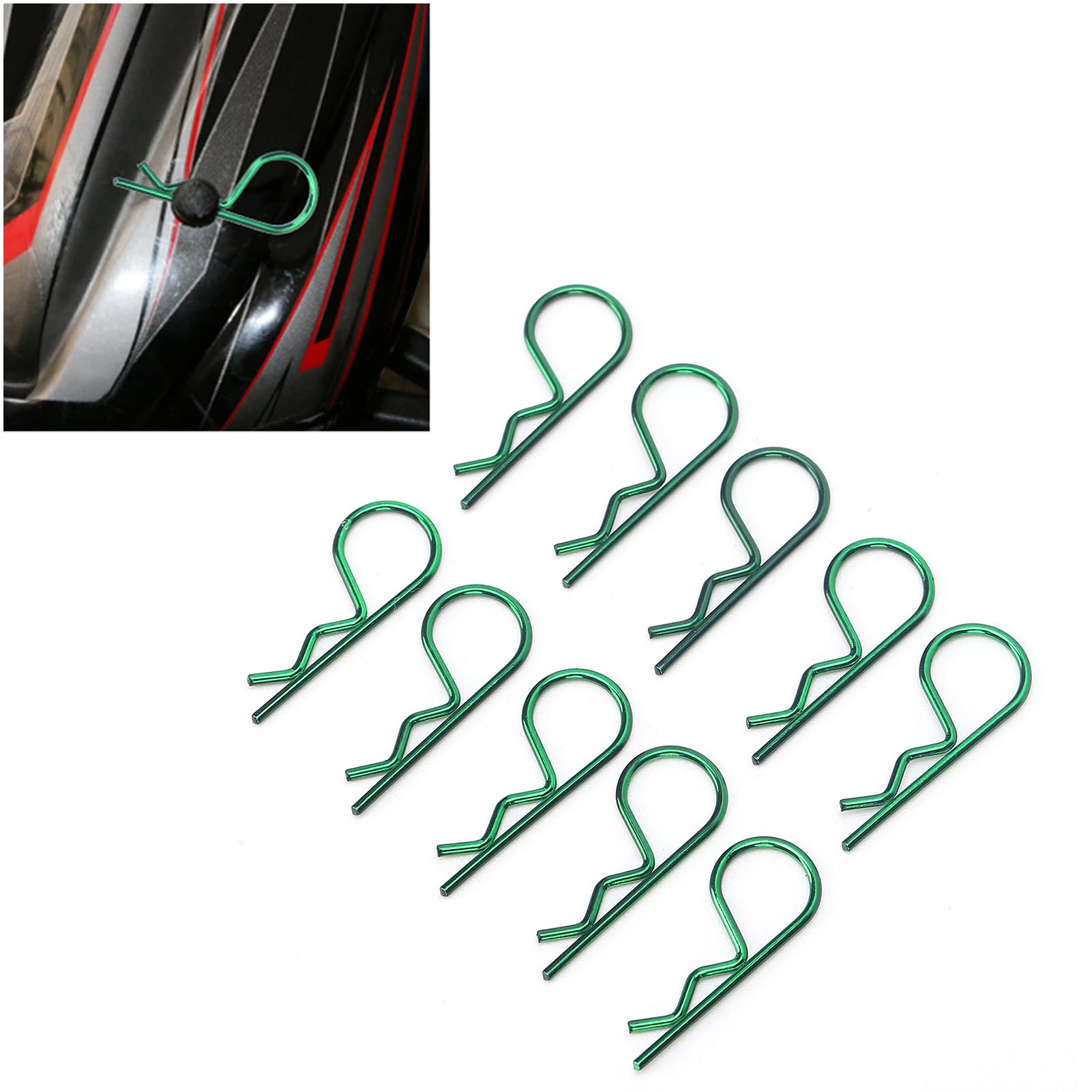 Evonecy Green RC Body Clips - Durable & Easy Install RC Car Shell Clips Pins for 1/5, 1/6, 1/8, 1/10 Scale RC Vehicles - Perfect for Off-Road, Racing & RC Car Maintenance (Green)