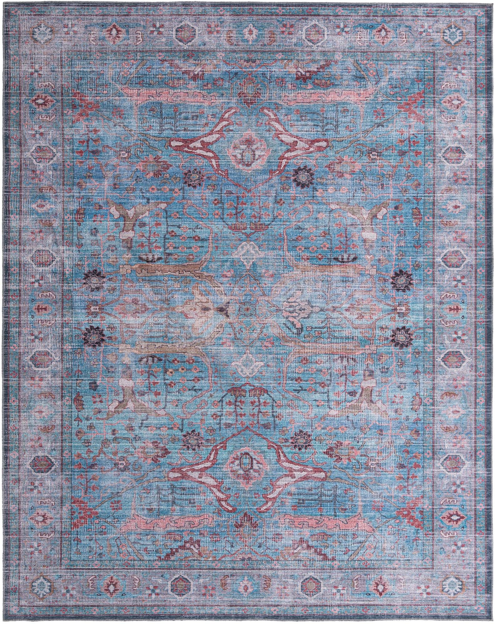 Washable Blue Low-Pile Rug 10' x 13' - Maahru Collection by Rugs.com | Soft & Durable for Living Rooms, Dining Rooms & Open Floor Plans | Perfect for High-Traffic Areas & Pet-Friendly Homes