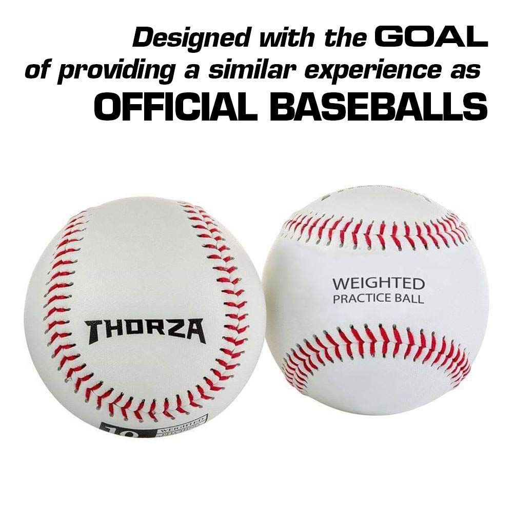 Thorza Weighted Baseballs for Pitching Training - Set of 4 (6oz to 12oz) to Increase Pitch Velocity & Strength - Perfect for Baseball Practice, Pitching Drills & Velocity Training at Home or Field