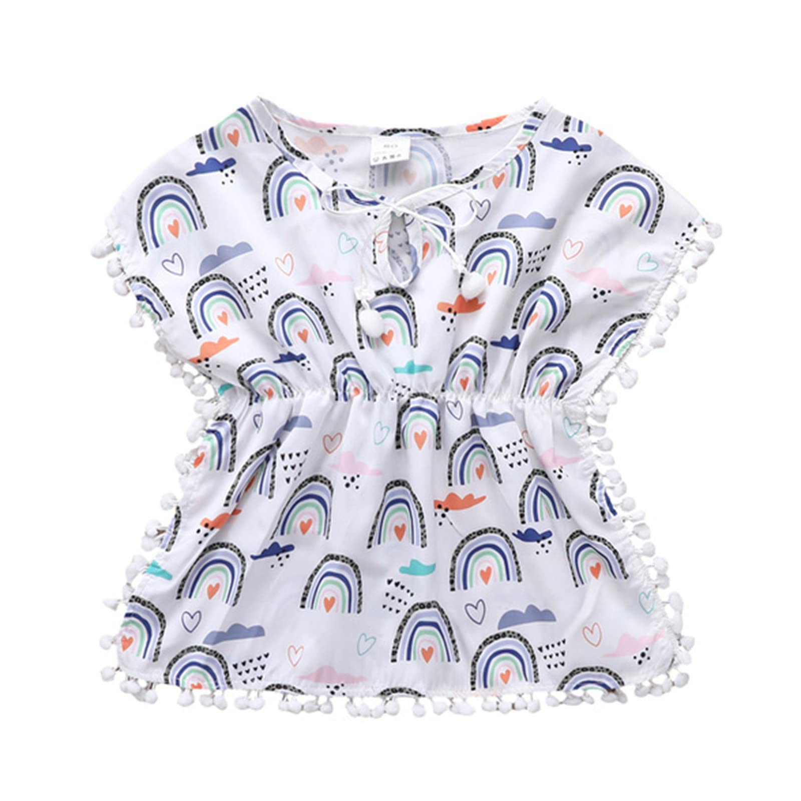 **Toddler Girls Swim Cover Up - Leopard Print Rainbow Fringe Beach Skirt for Baby & Kids - Perfect for Pool, Beach & Summer Outfits**