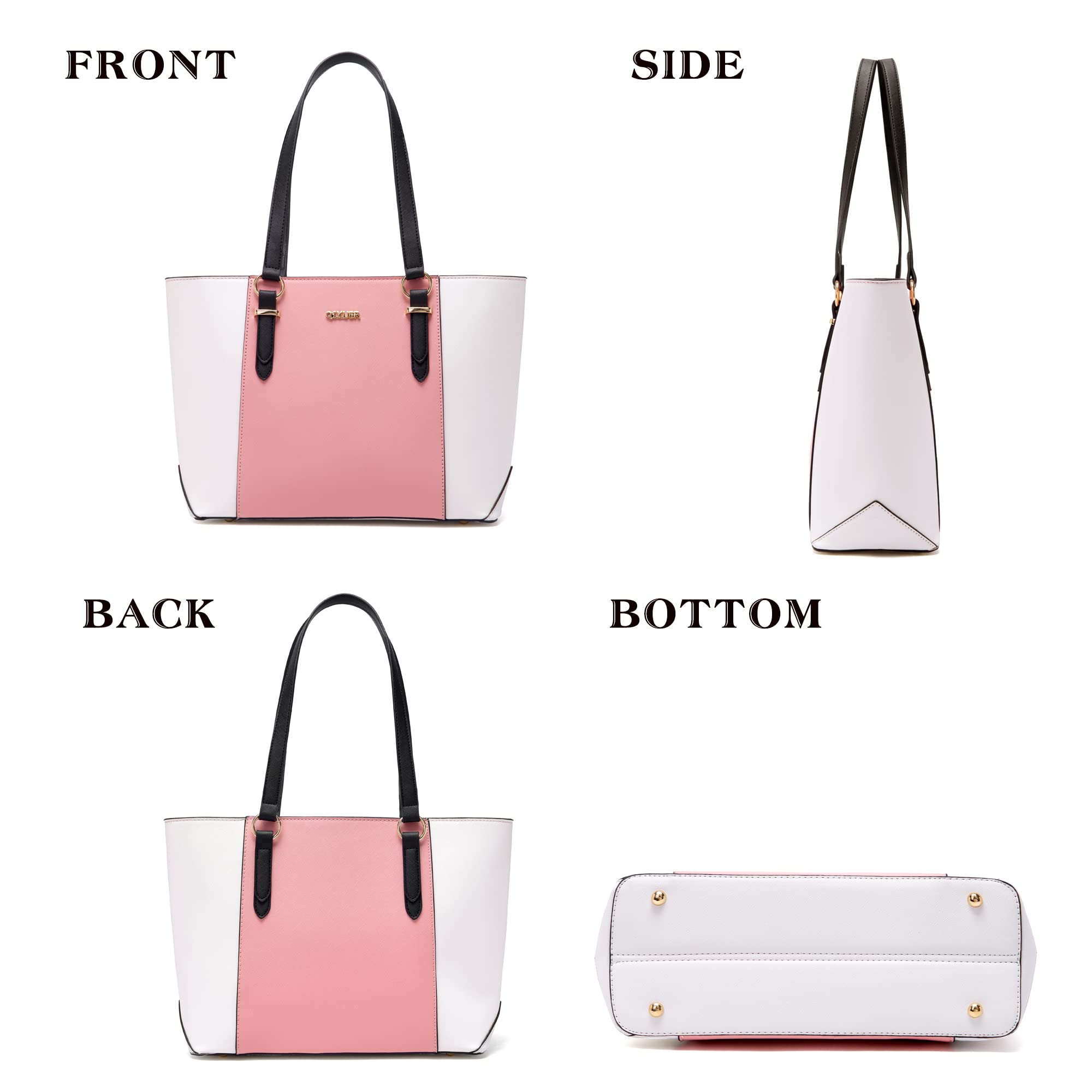 Qiyuer Women's Leather Handbag Set - Shoulder Bag, Tote & Matching Wallet (3pcs) - Stylish Work Purse for Office, Travel & Everyday Use