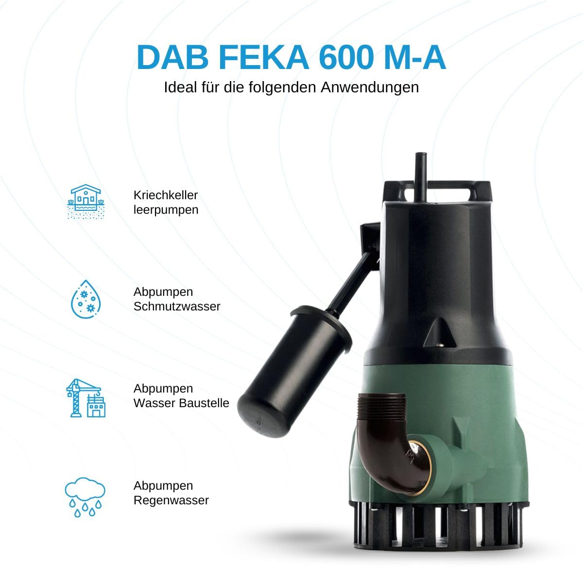 DAB FEKA 600 MA 0.70 HP Submersible Dirty Water Pump for Wastewater with Solids - Ideal for Basements, Construction Sites & Flooded Areas