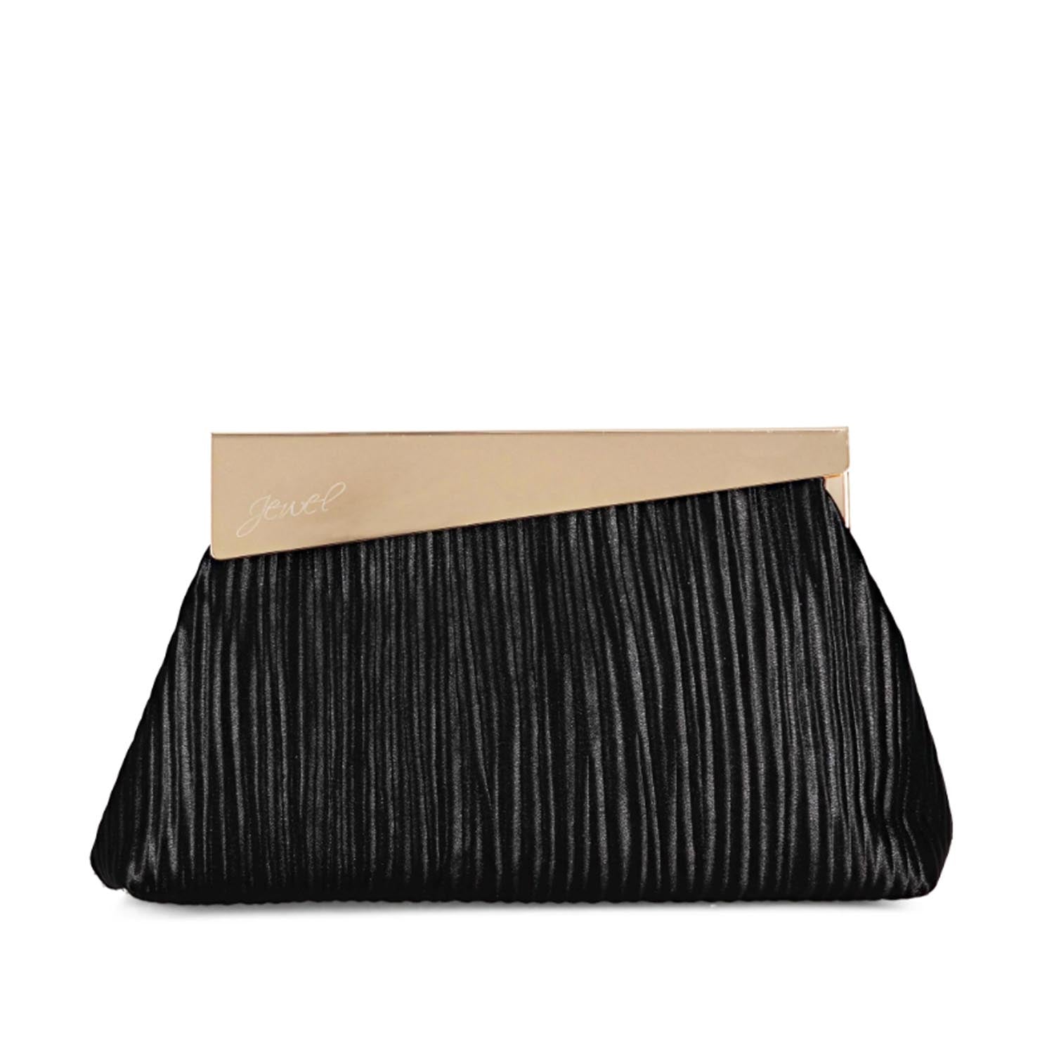 Badgley Mischka Women's Black Asymmetric Clutch Purse - Elegant Evening Bag for Parties, Weddings & Special Occasions