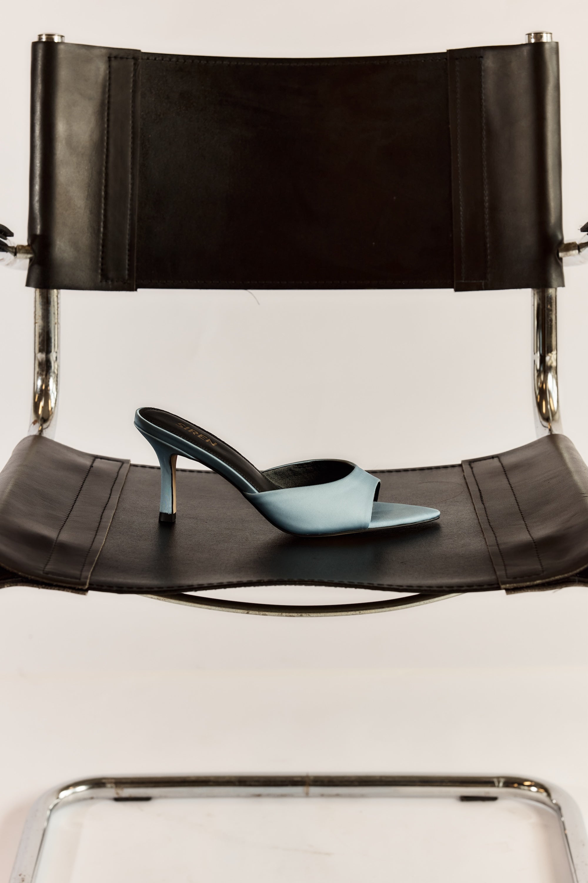 Margot Pointed Toe Satin Mules for Women - Elegant Blue Slip-On Shoes for Office, Party & Special Occasions