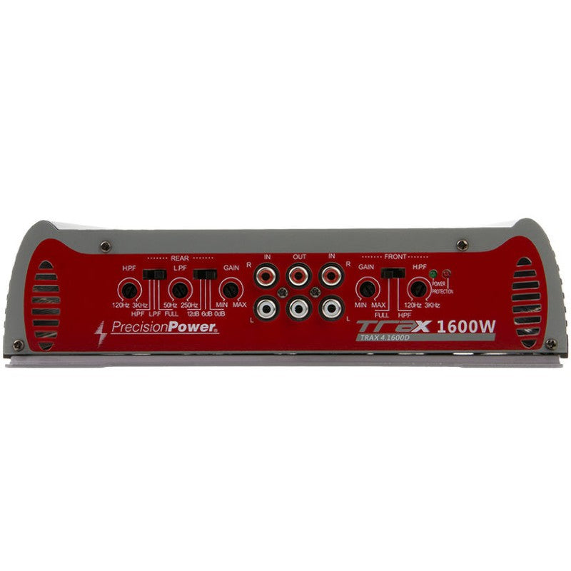 Precision Power TRAX4.1600D 1600W Max (400W RMS) 4 Channel Class D Car Amplifier - 2 Ohm Stable for Car Audio System Upgrade | Perfect for Trucks, SUVs and Custom Car Stereo Installations