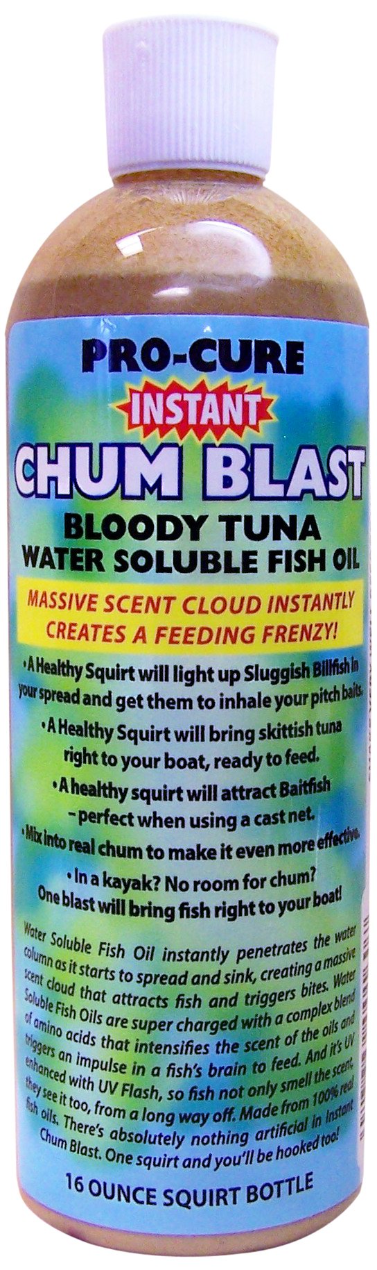 Pro-Cure Bloody Tuna Instant Chum Blast - 16oz Fishing Bait Attractant for Saltwater & Freshwater - Perfect for Offshore, Pier & Ice Fishing