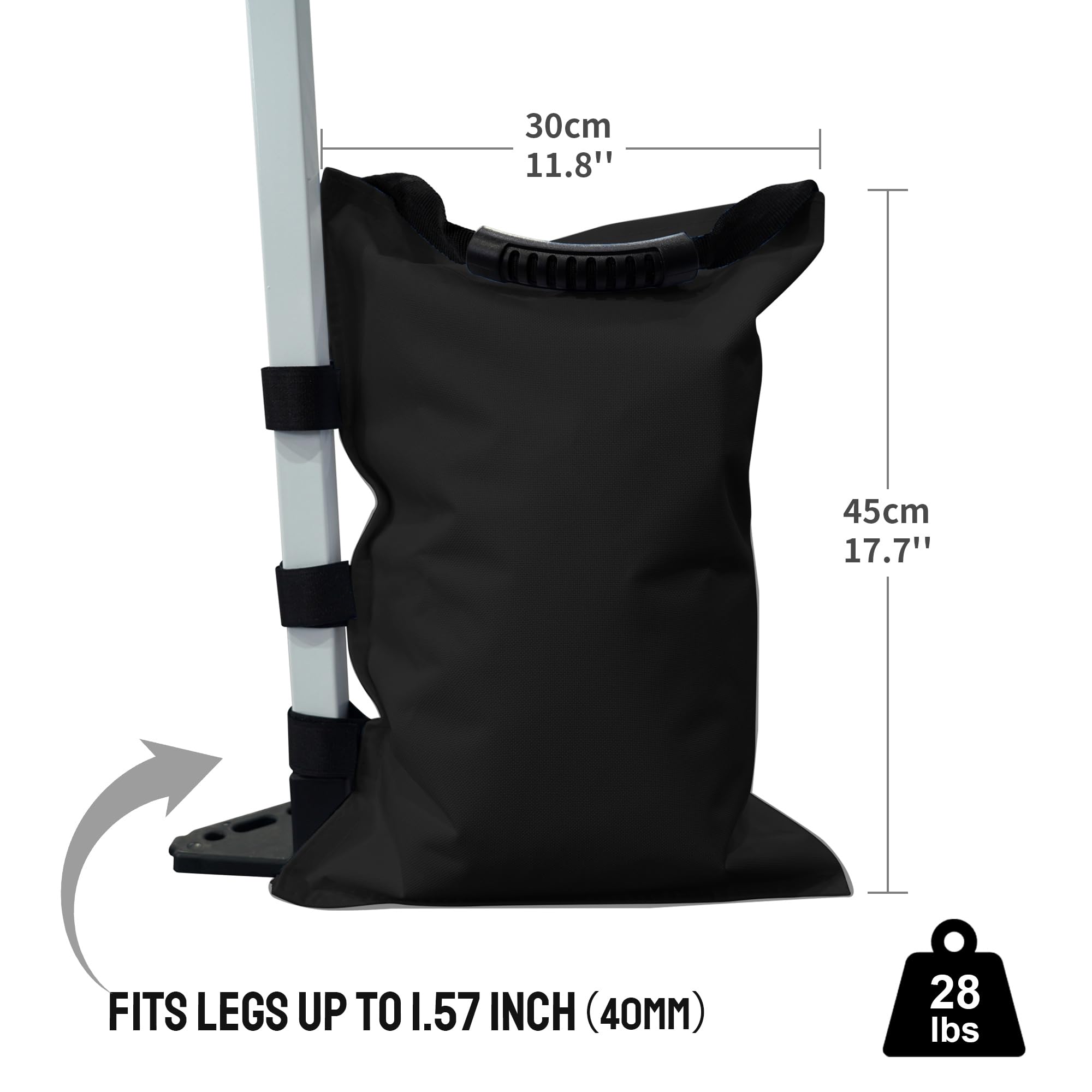 Heavy Duty 112 LBS Sand Bags for Canopy Tent Legs - Premium Weighted Sandbags for Pop Up Tents, Outdoor Events & Market Stalls - Durable Canopy Stabilizer Weights (Black) - Perfect for Beach Weddings, Farmers Markets & Camping Trips