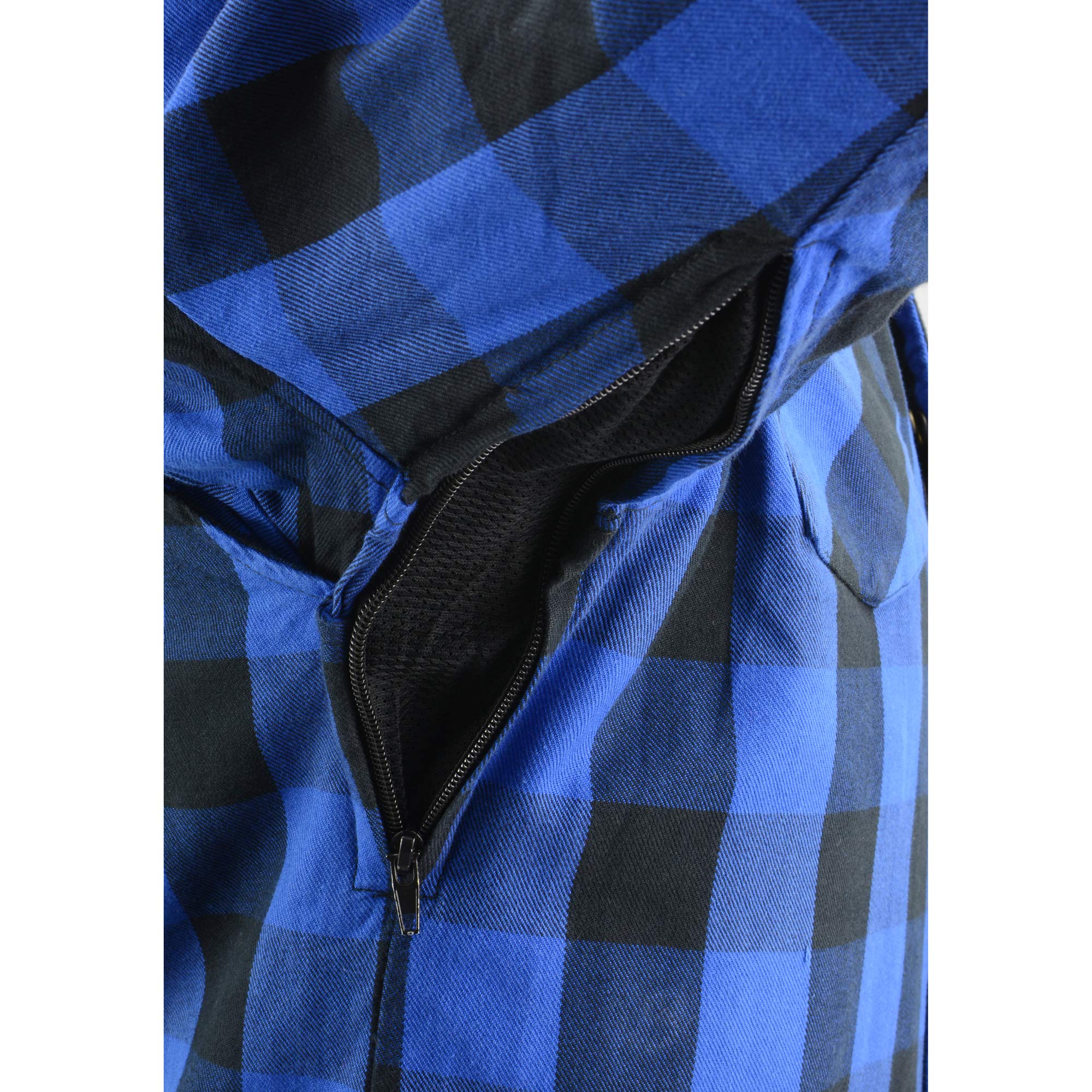 Milwaukee Leather Men's Plaid Flannel Blue Biker Shirt with CE Approved Armor - Aramid Fiber Reinforced MPM1634 (X-Large) | Motorcycle Riding Gear for Safety & Comfort