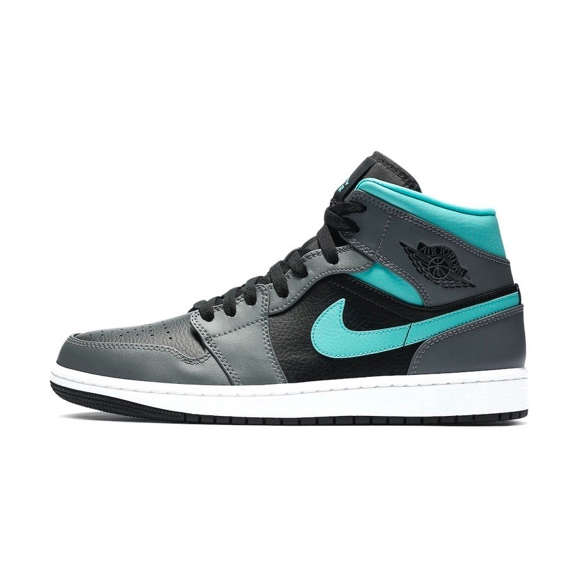 Air Jordan 1 Mid Grey Aqua Sneakers for Girls (GS) - Comfortable Basketball Shoes for School, Sports & Casual Wear