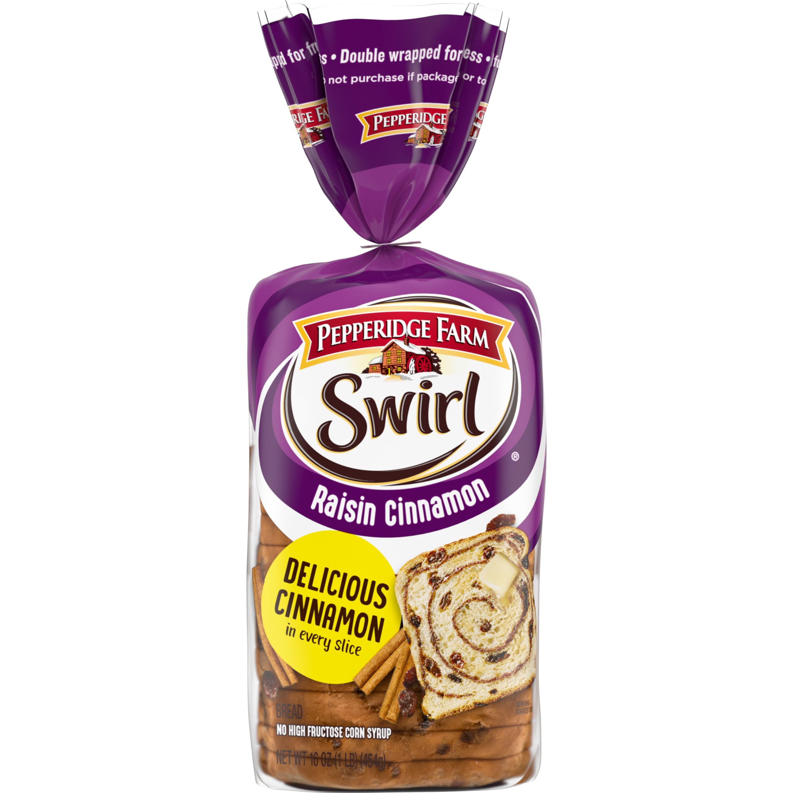 Pepperidge Farm Raisin Cinnamon Swirl Breakfast Bread - 16 Oz Loaf | Soft & Sweet Cinnamon Raisin Bread for Breakfast, Toast, French Toast & Snacks