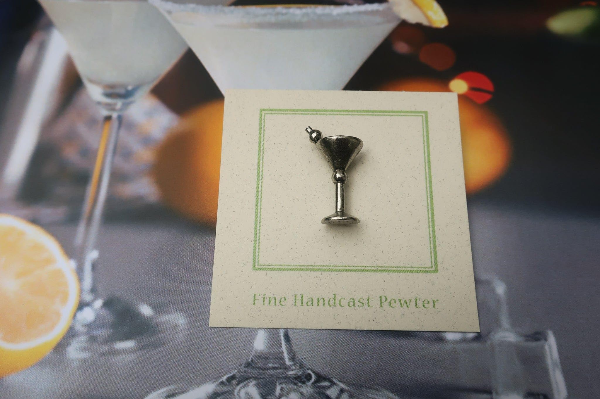 Jim Clift Design Martini Glass Lapel Pin - Elegant Cocktail Party Accessory for Suits, Blazers & Formal Events