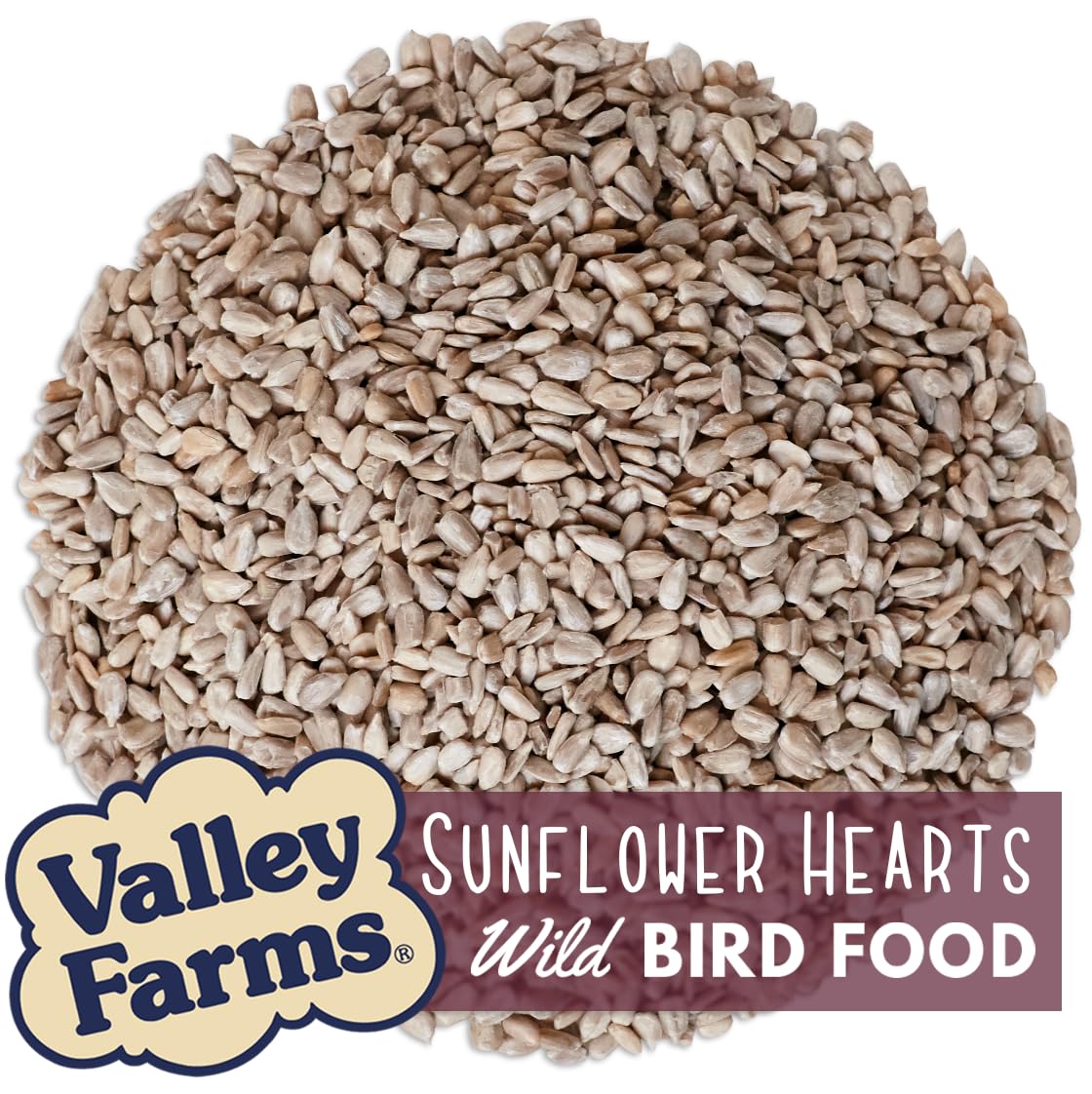 Valley Farms Whole Sunflower Hearts for Wild Birds - 15 LB Bag | No Mess, Waste-Free Wild Bird Seed | Perfect for Outdoor Bird Feeders, Backyard Birdwatching & Wildlife Attraction