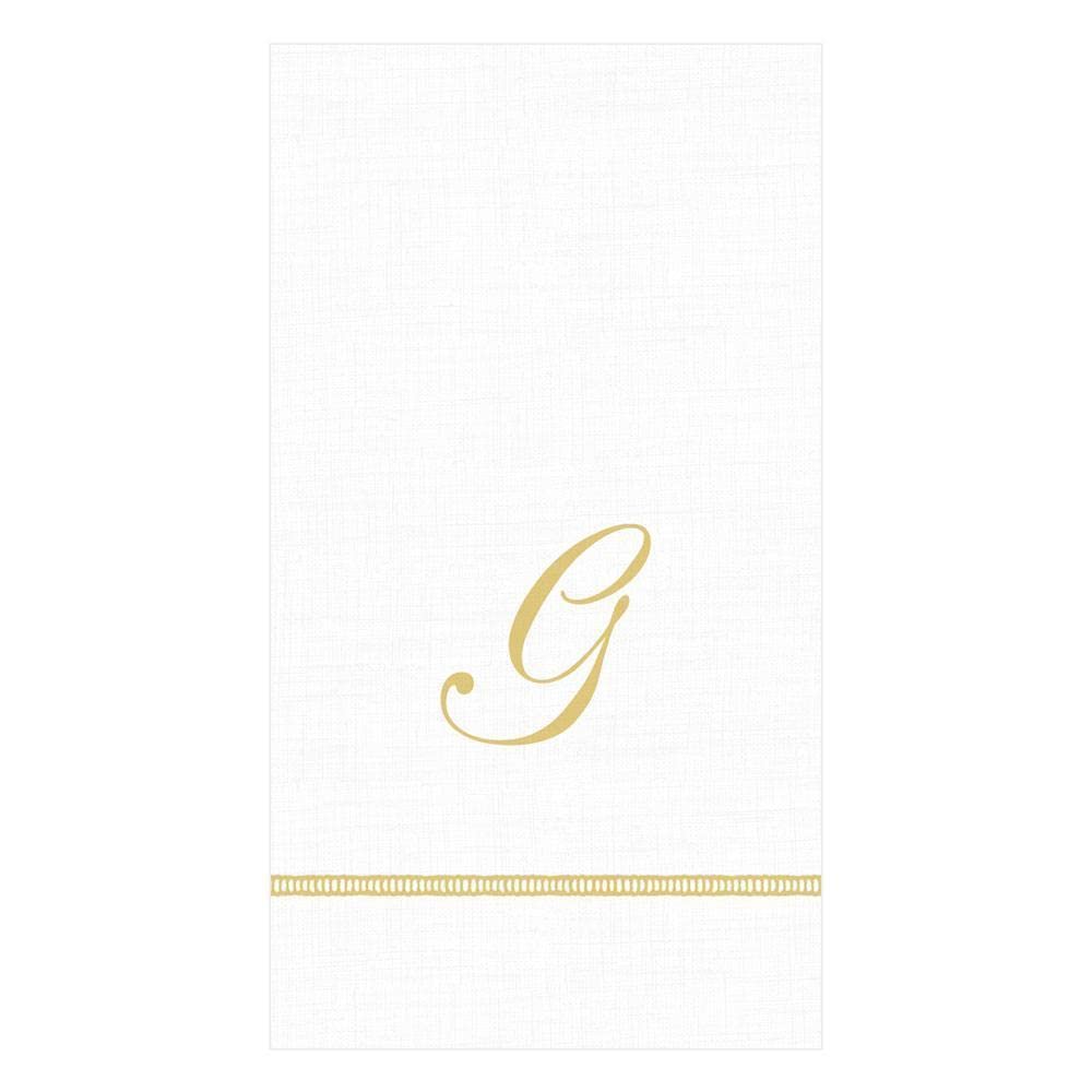 Premium Caspari Hemstitch Script Paper Guest Towels - Letter G Monogrammed Napkins (Set of 60) | Elegant Dinner Party, Bridal Shower & Wedding Reception Table Decor
