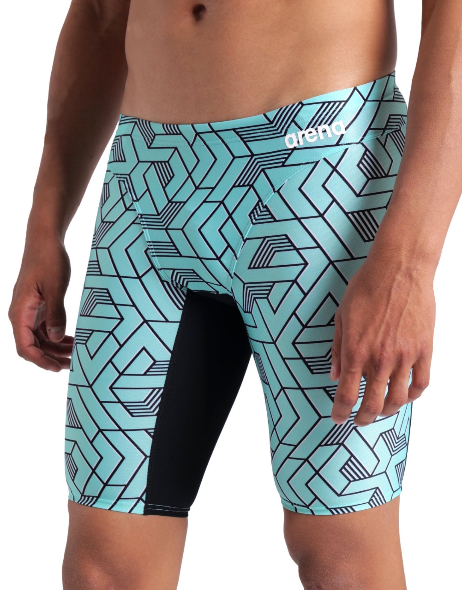 Escape Swim Jammer - Black/Water - High-Performance Swimwear for Competitive Swimming & Training - Perfect for Lap Swimming, Triathlons & Water Sports