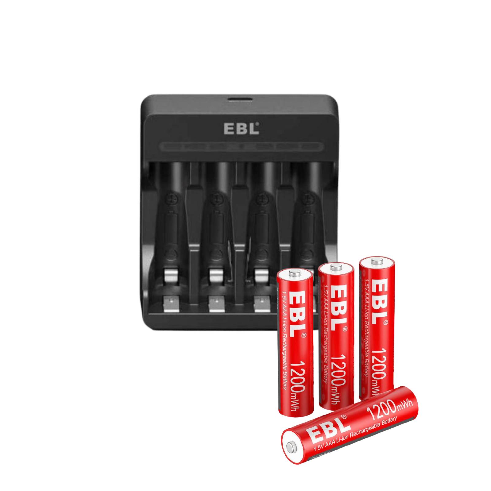 EBL 1.5V AA AAA Lithium Battery Charger with Rechargeable Li-ion Batteries - Power Your Wireless Mouse, Keyboards, Cameras & Smart Home Devices