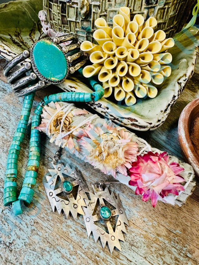 Sterling Silver Turquoise Raindrop Bracelet - Authentic Navajo Jewelry by Sonny Spruce (1999) - Perfect for Boho Fashion & Southwest Style Accessories