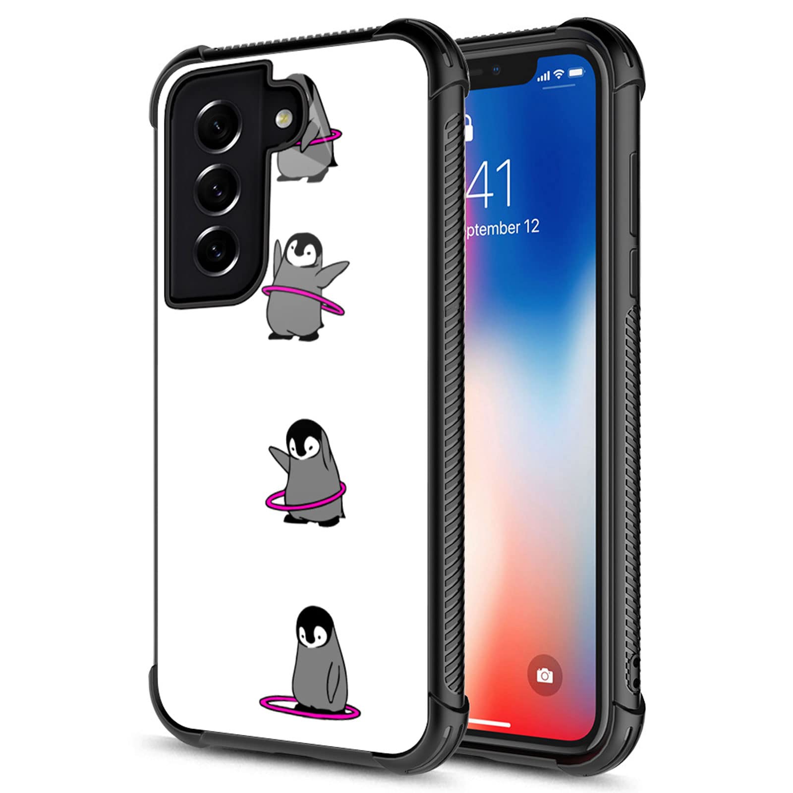 CARLOCA Shockproof Anti-Scratch Samsung Galaxy S22 Case with Cute Penguin Gymnastics Design - Durable Drop Protection Phone Cover for Samsung Galaxy S22 - Perfect for Gym, Work & Outdoor Activities