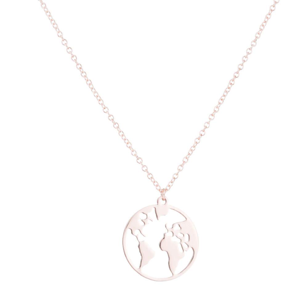 Vintage Origami World Map Necklace for Women - Creative Geometric Circle Pendant Choker Jewelry Accessory | Perfect for Travel Lovers, Gift Giving & Everyday Fashion
