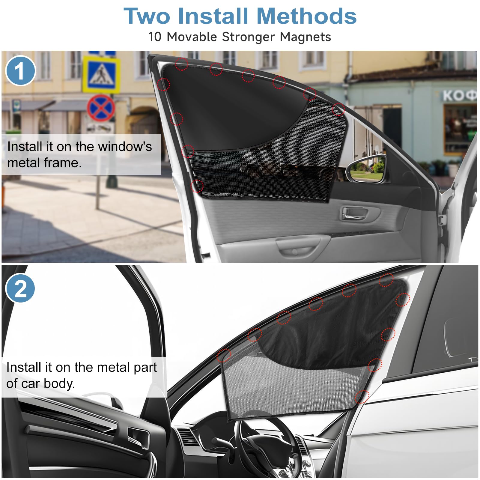 2 Pack Magnetic Car Window Shades - Double Layer UV & Heat Blocking Sun Shades for Front & Side Windows | Reduce Glare & Protect Interior | Perfect for Driving, Parking & Travel Accessories