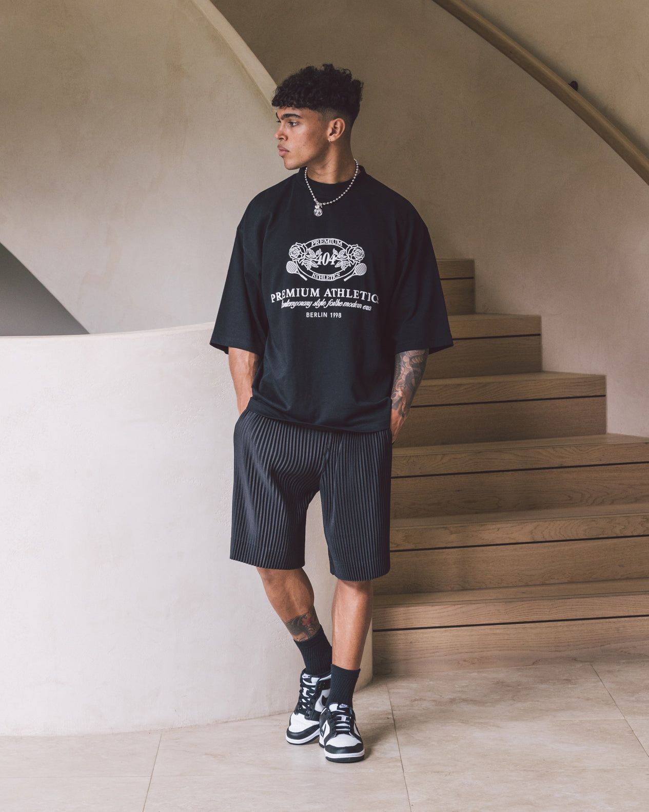 404 Premium Athletics Heritage T-Shirt for Men - Black Cotton Vintage Tee - Gym, Workout & Casual Wear