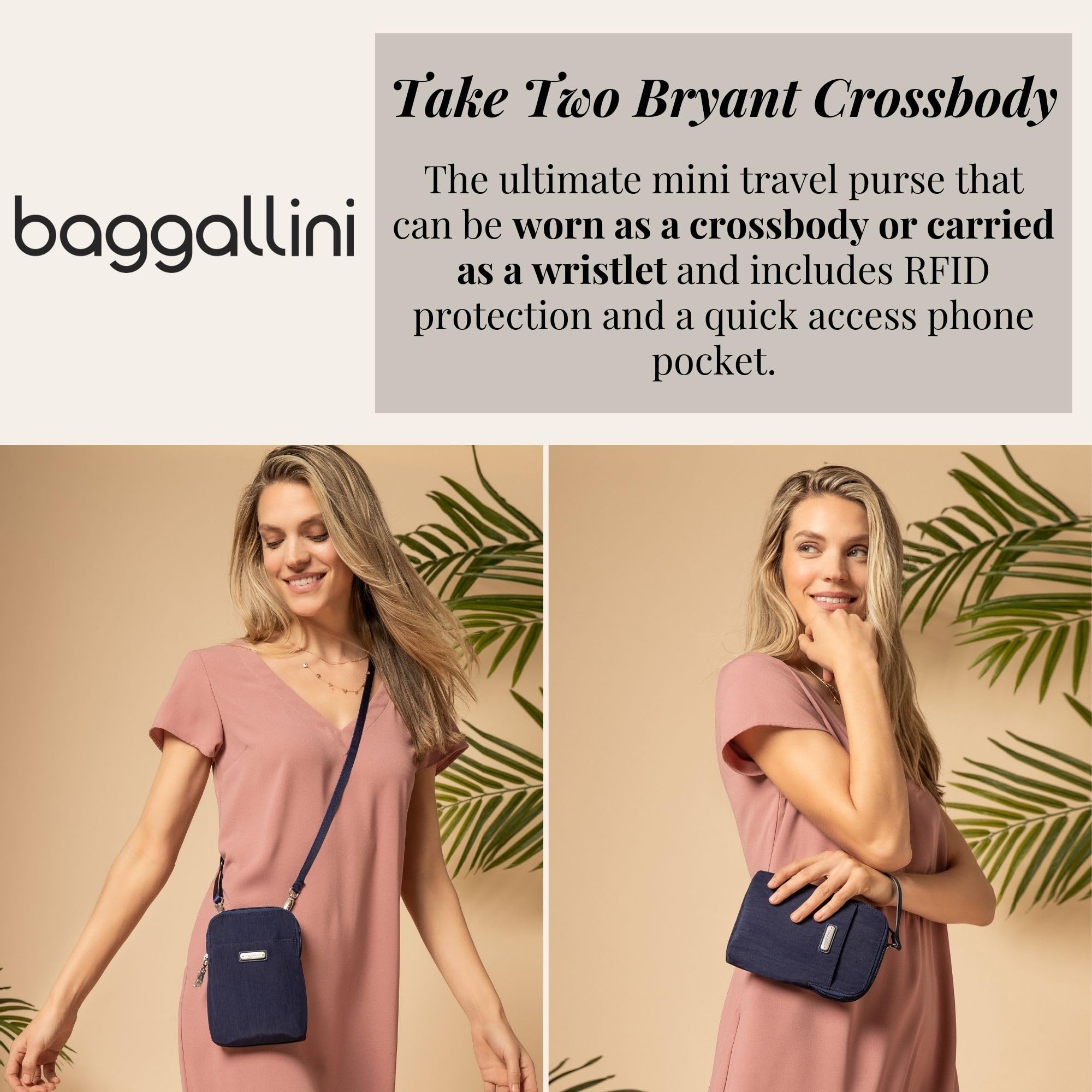 Baggallini Take Two Bryant RFID Crossbody Bag - Stylish & Secure Anti-Theft Purse for Women - Perfect for Travel, Work, and Everyday Use