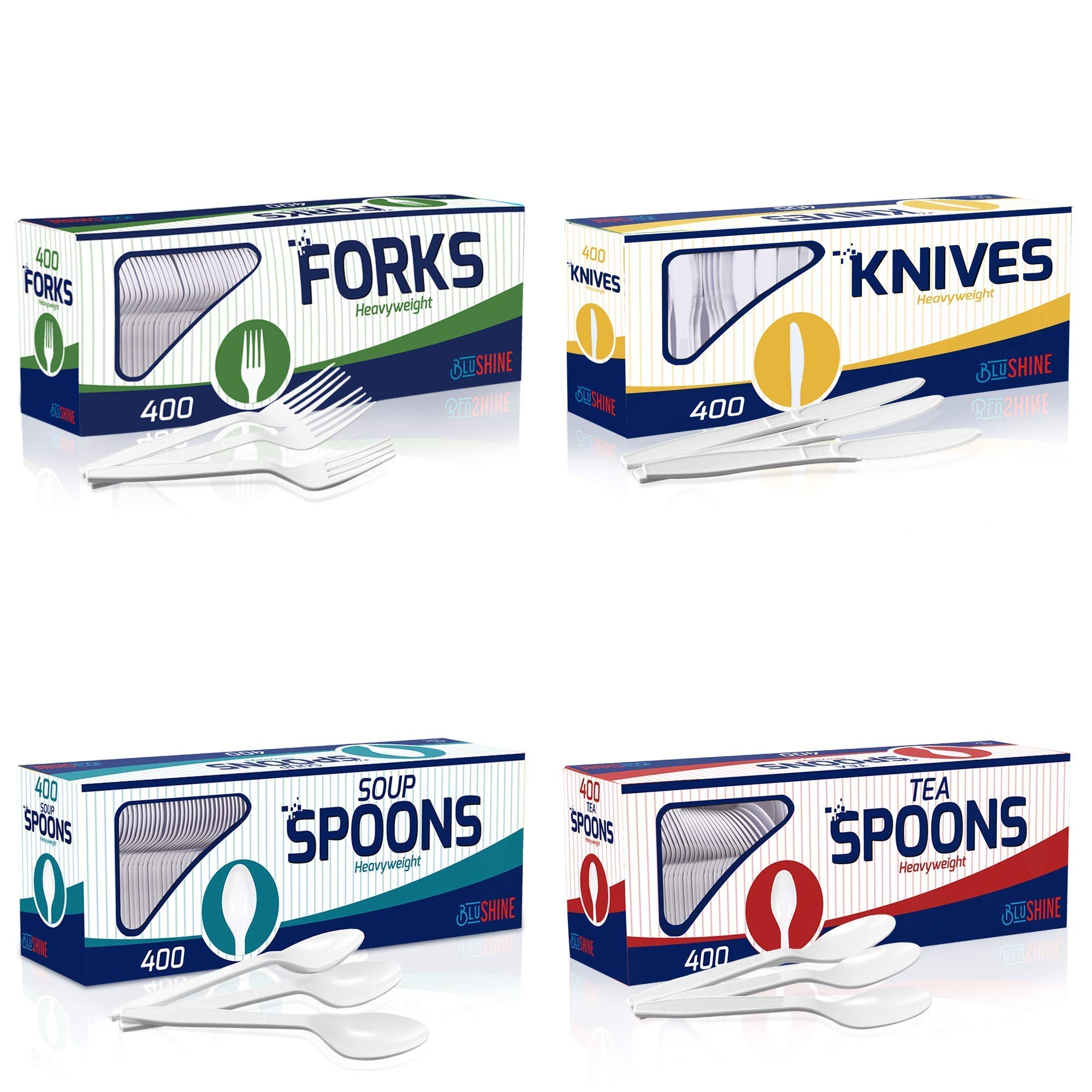 [1600 Pack] Heavy Duty Disposable White Plastic Cutlery Set - Forks, Knives, Spoons & Teaspoons for Parties, Catering, Events, Picnics & Family Gatherings | Durable Catering Supplies for Restaurants, BBQs & Outdoor Dining